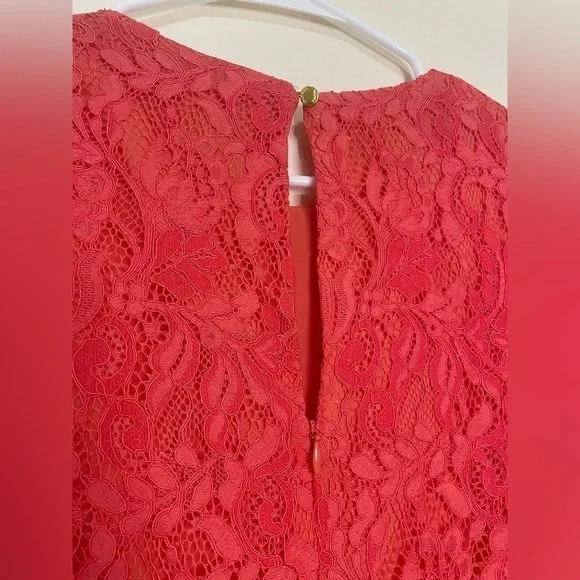 Vince Camuto Bright Coral Red Puff Sleeve MIDI Dress NWT - Picture 11 of 13